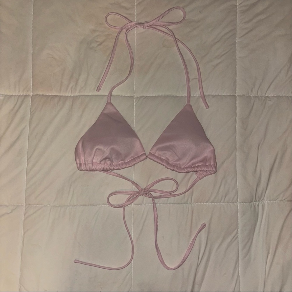 Baby pink triangle bikini top